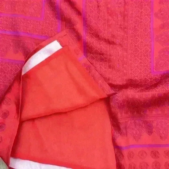 Ann Taylor Red Orange Pink Silky Straight Skirt Moroccan Print size 2 - Picture 10 of 10